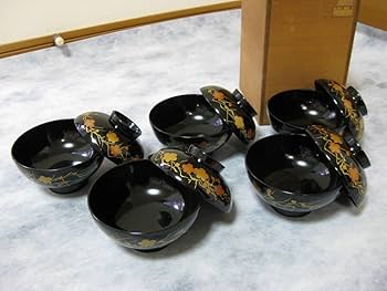 Amazon.co.jp: 特産布着請合輪島漆器5客組堅牢美術輪島塗吸物椀